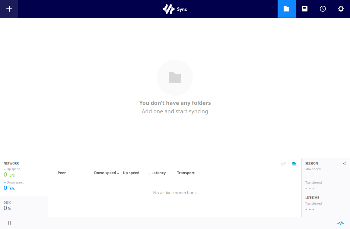 The official Resilio Web UI running inside SyncPilot